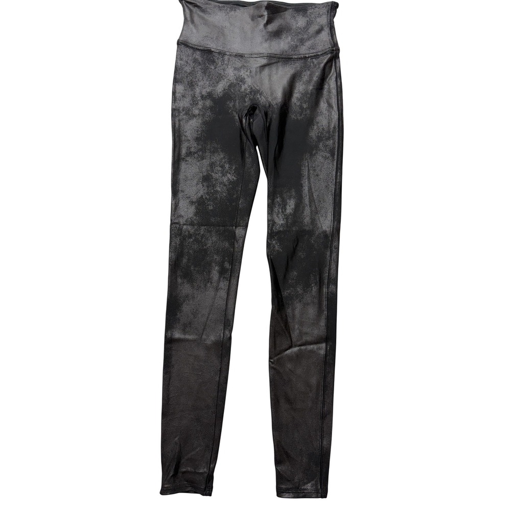 Spanx Faux Leather Leggings Womens Small Black High Rise Ankle Stretch Pull On